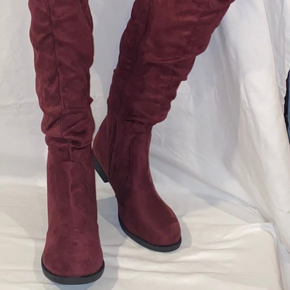 🥳🥳2xHP🥳🥳Over The Knee Vegan Brown Soft Suede Boots Women's 7.6 - Picture 8 of 11